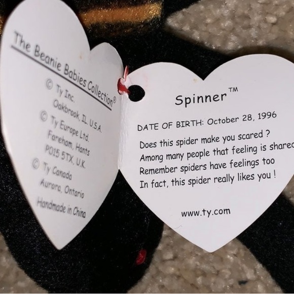 Vintage TY Beanie Baby Spinner The Spider October 1996 - Picture 4 of 4